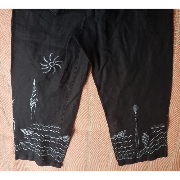 Vintage Chico's Design Black Linen Wide Leg Pants Sz. 1/8 Beach/Vacation/Summer - Picture 3 of 4